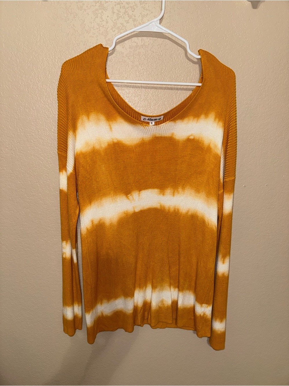 Women's Tie-Dye Long Sleeve Top - Mustard & White
